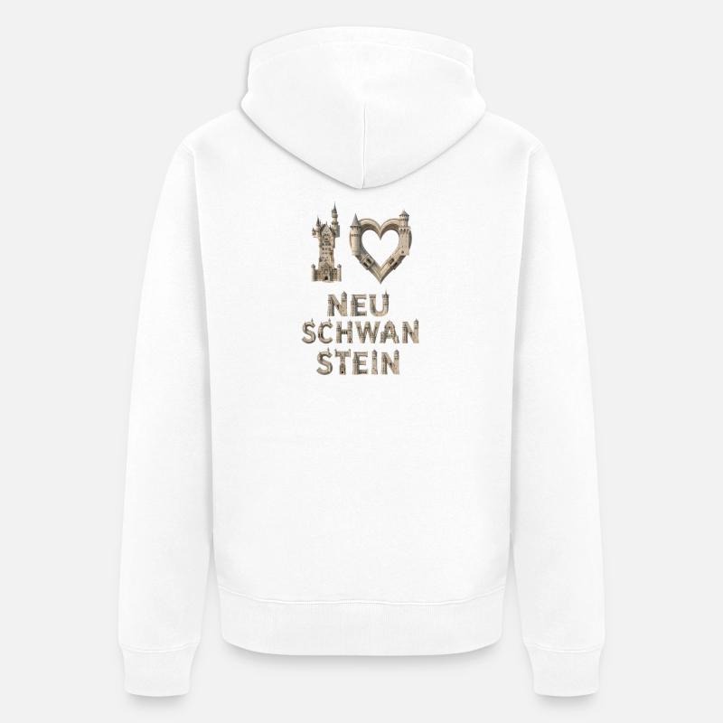 I Love Neuschwanstein – Castle Architecture - Unisex Premium Bio Zip Hoodie - Weiß