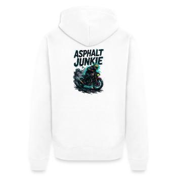 asphalt junkie - moto - Veste à capuche bio Premium Unisexe - blanc - Dos - Thijin (182cm)