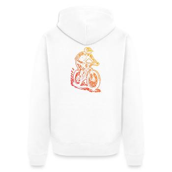 Klares Mountainbike Motiv für jeden Tag - Unisex Premium Bio Zip Hoodie - Weiß - Hinten - Thijin (182cm)