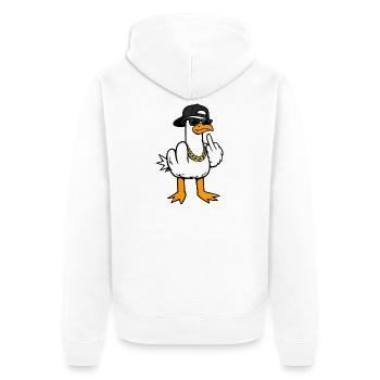 Coole Möwe Lustig Frech Mit Mittelfinger Shirt - Unisex Premium Bio Zip Hoodie - Weiß - Hinten - Thijin (182cm)