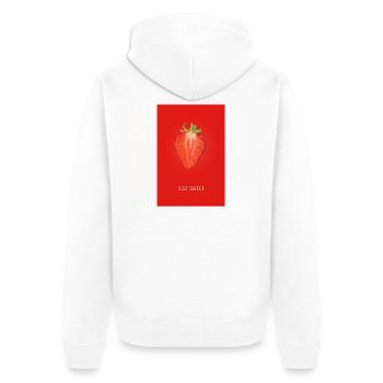 Erdbeere  Just sweet - Unisex Premium Bio Zip Hoodie - Weiß - Hinten - Thijin (182cm)