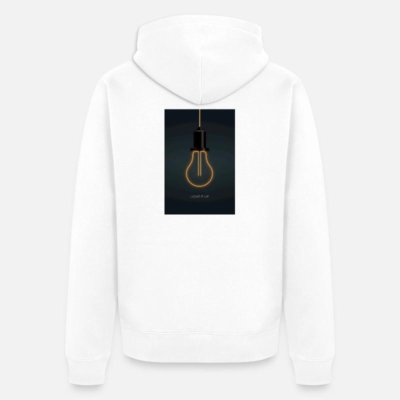 Light It Up – Affiche Ampoule Néon - Veste à capuche bio Premium Unisexe - blanc