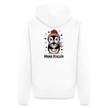 Maman Pingouin Maman Pingouin mignonne Maman avec des cœurs de bébé - Veste à capuche bio Premium Unisexe - blanc - Dos - Thijin (182cm)