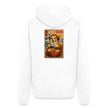 Ramen Corgi Gaming Anime Japanese Noodle Bowl - Unisex Premium Organic Zip Hoodie - white - Back - Thijin (182cm)