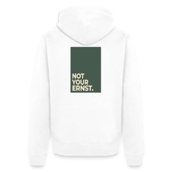 Not Your Ernst – Moss Green Statement - Unisex Premium Organic Zip Hoodie - white - Back - Thijin (182cm)