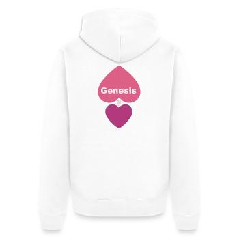 Konzeptionsherz-Design - Unisex Premium Bio Zip Hoodie - Weiß - Hinten - Thijin (182cm)