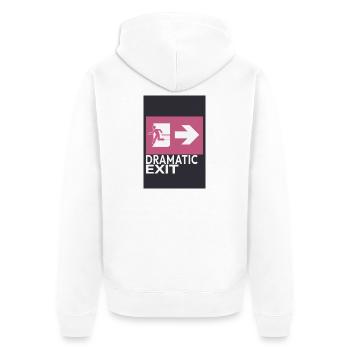 Dramatic Exit Minimal Poster Humor Grafik - Unisex Premium Bio Zip Hoodie - Weiß - Hinten - Thijin (182cm)