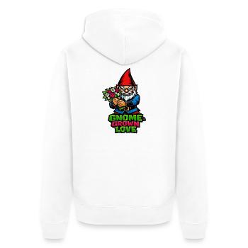 Böser Gnom, Dunkler Gnom, Goth-gnom, Lustiger Gnom - Unisex Premium Bio Zip Hoodie - Weiß - Hinten - Thijin (182cm)