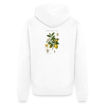 Botanisches Vintage Lemon Tree Board - Unisex Premium Bio Zip Hoodie - Weiß - Hinten - Thijin (182cm)