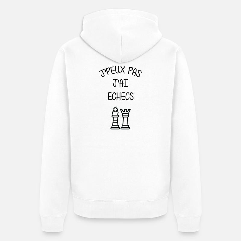 J'peux pas J'ai Échecs Humour Club - Veste à capuche bio Premium Unisexe - blanc