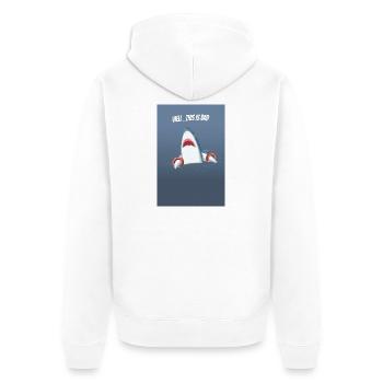 Well This Is Bad Lustiger Hai Humor Spruch - Unisex Premium Bio Zip Hoodie - Weiß - Hinten - Thijin (182cm)