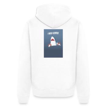 J’ai besoin d’un design de requin drôle au café - Veste à capuche bio Premium Unisexe - blanc - Dos - Thijin (182cm)