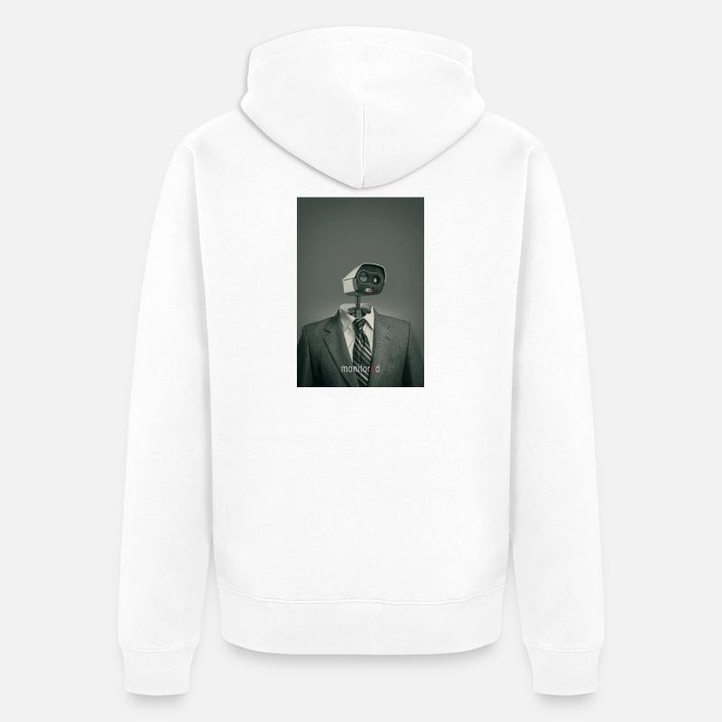 Affiche d’art de surveillance numérique surveillée - Veste à capuche bio Premium Unisexe - blanc