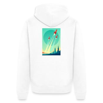 Eine Flotte steigt in den offenen Himmel auf - Unisex Premium Bio Zip Hoodie - Weiß - Hinten - Thijin (182cm)