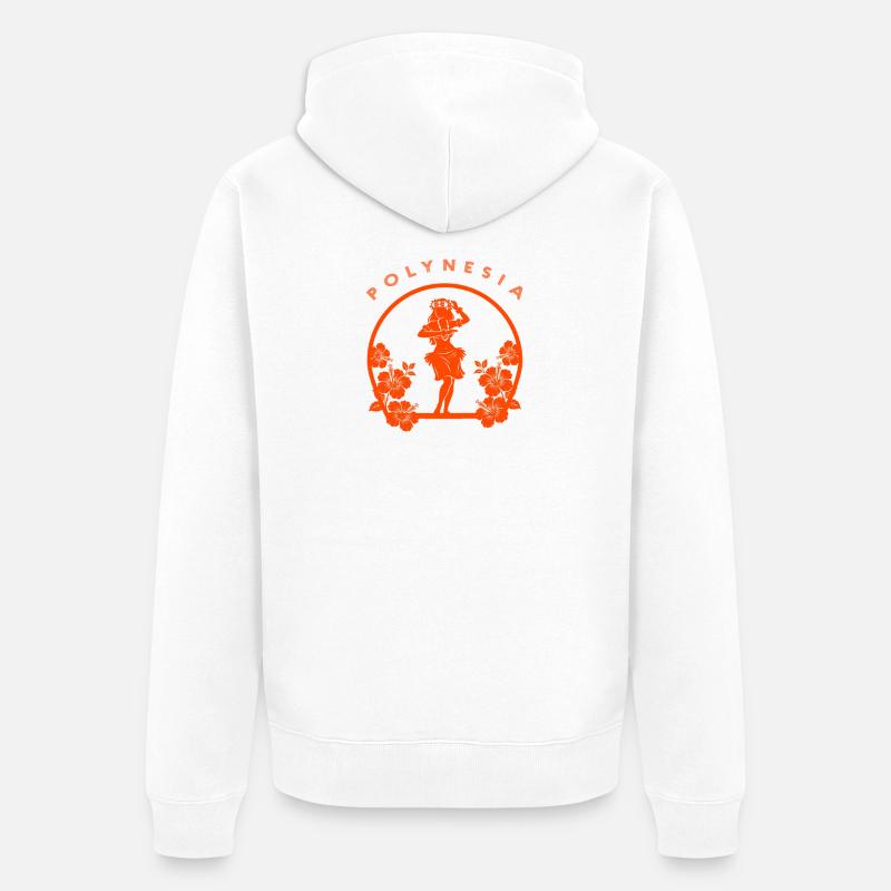 Polynesia Aloha Hula Dancer & Fleur d’Hibiscus - Veste à capuche bio Premium Unisexe - blanc