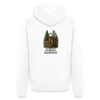 Waldpilzkorb Ernte im Wald - Unisex Premium Bio Zip Hoodie - Weiß - Hinten - Thijin (182cm)