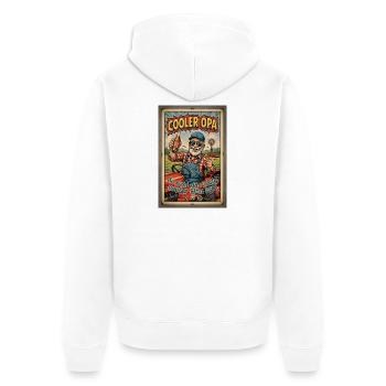 Cooler Opa auf dem Traktor - Unisex Premium Bio Zip Hoodie - Weiß - Hinten - Thijin (182cm)