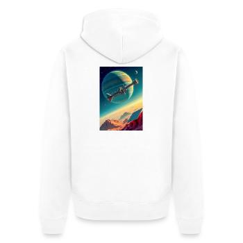 Humanity Finally Finds Its New Home in Space - Unisex Premium Organic Zip Hoodie - white - Back - Thijin (182cm)