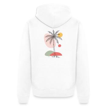 Palme Boho Tropisch Sommer Vintage Design  - Unisex Premium Bio Zip Hoodie - Weiß - Hinten - Thijin (182cm)