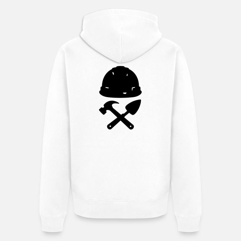 T-Shirt-Konstruktion – Builder Tools Helm - Unisex Premium Bio Zip Hoodie - Weiß