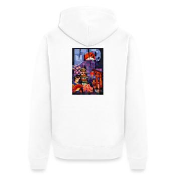 Japan Artistic Illustration – Mount Fuji Sun - Unisex Premium Organic Zip Hoodie - white - Back - Thijin (182cm)