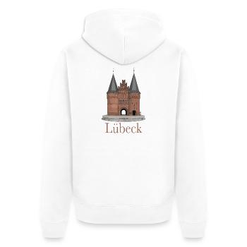 Lübeck Holstentor Historische Hansestadt - Unisex Premium Bio Zip Hoodie - Weiß - Hinten - Thijin (182cm)