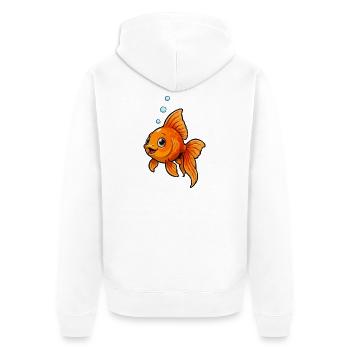 Dessin animé Poisson Rouge Joyeux - Veste à capuche bio Premium Unisexe - blanc - Dos - Thijin (182cm)