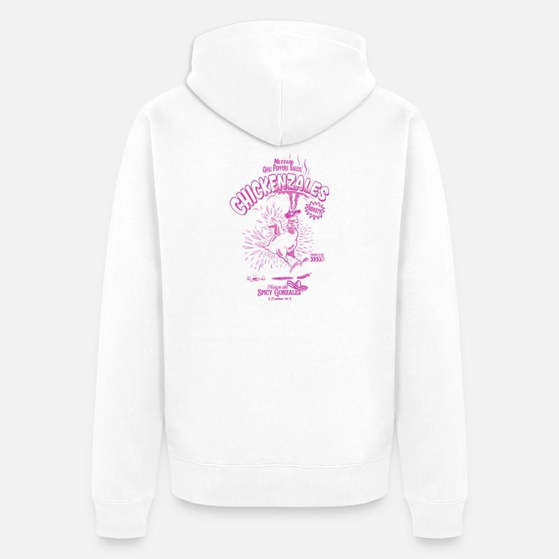 Lila Retro Scharfhähnchen - Unisex Premium Bio Zip Hoodie - Weiß