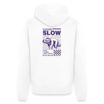 Slow Sloth Spirit Animal Design - Unisex Premium Bio Zip Hoodie - Weiß - Hinten - Thijin (182cm)