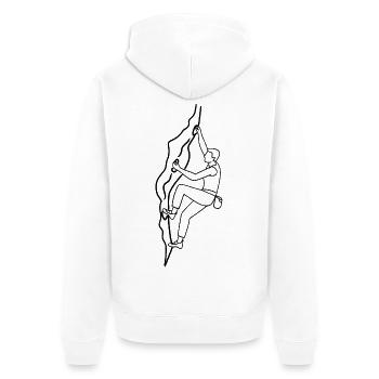 Man on climbing wall - Unisex Premium Organic Zip Hoodie - white - Back - Thijin (182cm)