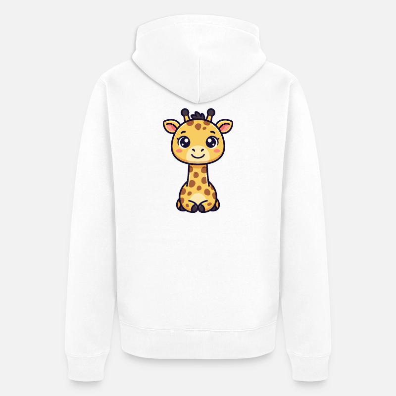 Chibi Giraffe - Unisex Premium Organic Zip Hoodie - white