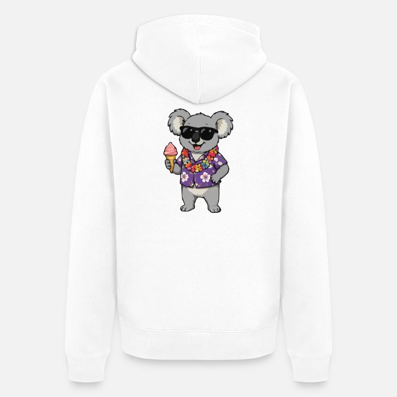 Koala Hawaii Eis - Unisex Premium Bio Zip Hoodie - Weiß