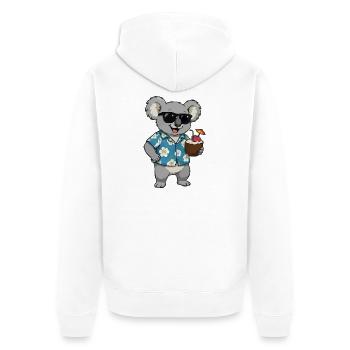 Koala Hawaii Cocktail - Unisex Premium Bio Zip Hoodie - Weiß - Hinten - Thijin (182cm)
