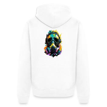 Neon-Spritzgasmaske - Unisex Premium Bio Zip Hoodie - Weiß - Hinten - Thijin (182cm)