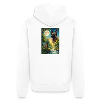 Hurlant à la Lune Mème Chien Belge Malinois - Veste à capuche bio Premium Unisexe - blanc - Dos - Thijin (182cm)