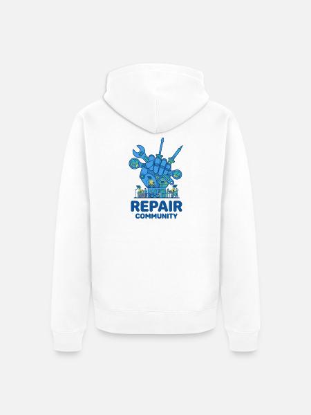 Cultuur van gereedschappen van de reparatiegemeenschap - Uniseks Premium bio ziphoodie - wit