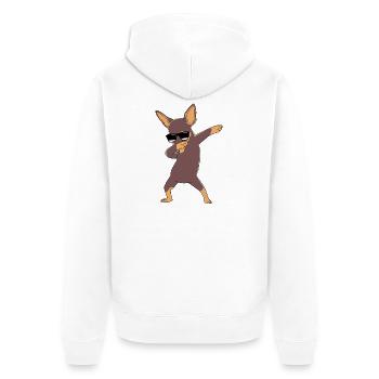 Zwergpinscher - Unisex Premium Bio Zip Hoodie - Weiß - Hinten - Thijin (182cm)