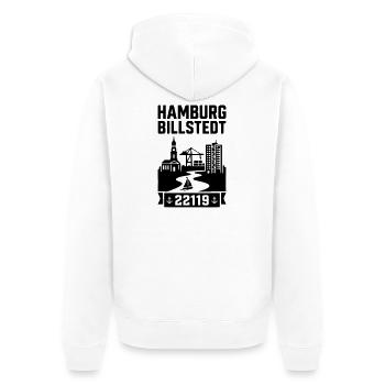Hamburg Billstedt - Unisex Premium Bio Zip Hoodie - Weiß - Hinten - Thijin (182cm)