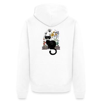 Katze - Unisex Premium Bio Zip Hoodie - Weiß - Hinten - Thijin (182cm)