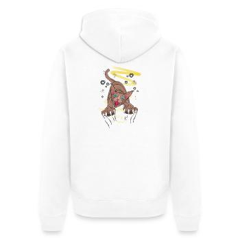Moonlit Werecat Claw Tee – Katze kratzt Krallen - Unisex Premium Bio Zip Hoodie - Weiß - Hinten - Thijin (182cm)