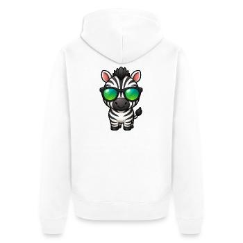 Süßes Zebra Cartoon Kawaii mit Sonnenbrille - Unisex Premium Bio Zip Hoodie - Weiß - Hinten - Thijin (182cm)