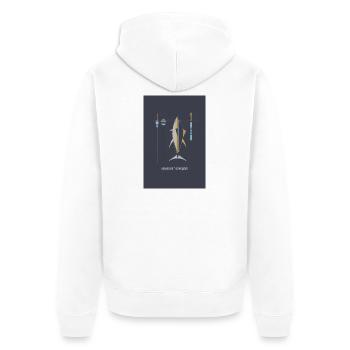 Hooked on the Moment – Angel Poster - Unisex Premium Bio Zip Hoodie - Weiß - Hinten - Thijin (182cm)