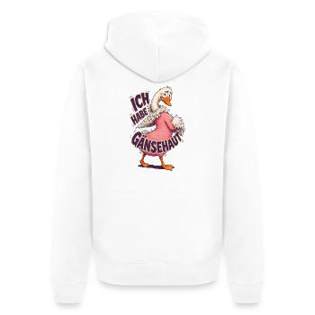 Ich Habe Gänsehaut – Lustige Gans - Unisex Premium Bio Zip Hoodie - Weiß - Hinten - Thijin (182cm)