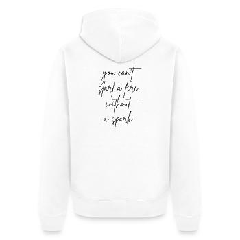 You can't start a fire without a spark - Unisex Premium Bio Zip Hoodie - Weiß - Hinten - Thijin (182cm)