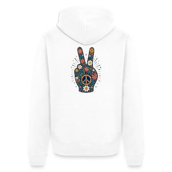 Signe de paix floral style - Veste à capuche bio Premium Unisexe - blanc - Dos - Thijin (182cm)