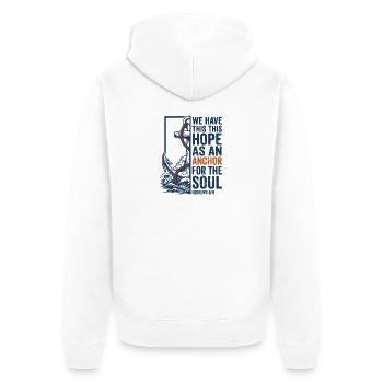 L’espoir comme ancre pour l’âme - Veste à capuche bio Premium Unisexe - blanc - Dos - Thijin (182cm)