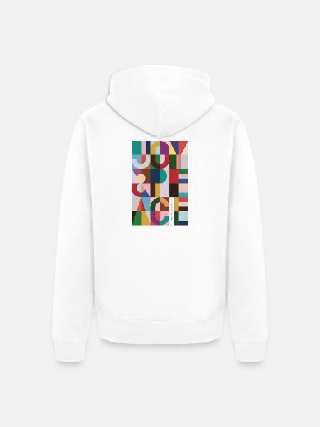 Joy & Peace – Abstraktes Farbdesign - Unisex Premium Bio Zip Hoodie - Weiß