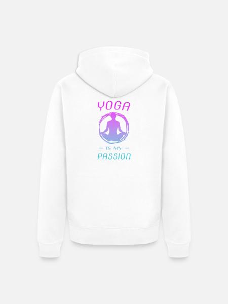Yoga ist meine Leidenschaft - Unisex Premium Bio Zip Hoodie - Weiß