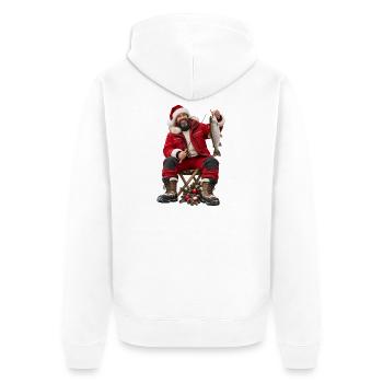 Weihnachtsfischer mit Fang - Unisex Premium Bio Zip Hoodie - Weiß - Hinten - Thijin (182cm)