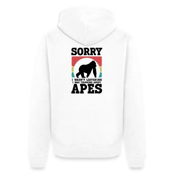 Affen Humor Retro-Style - Unisex Premium Bio Zip Hoodie - Weiß - Hinten - Thijin (182cm)